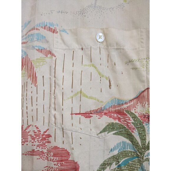 Tori Richard men's XL Honolulu 100% Silk Shirt Colorful Palm Tree island pattern - Picture 5 of 7